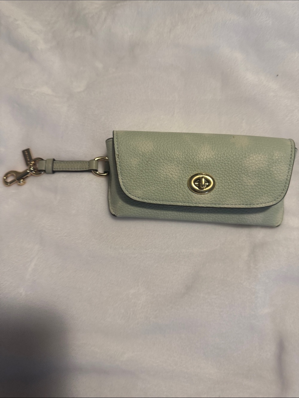 Coach Light Sage Sunglass holder with Turnlock Closure